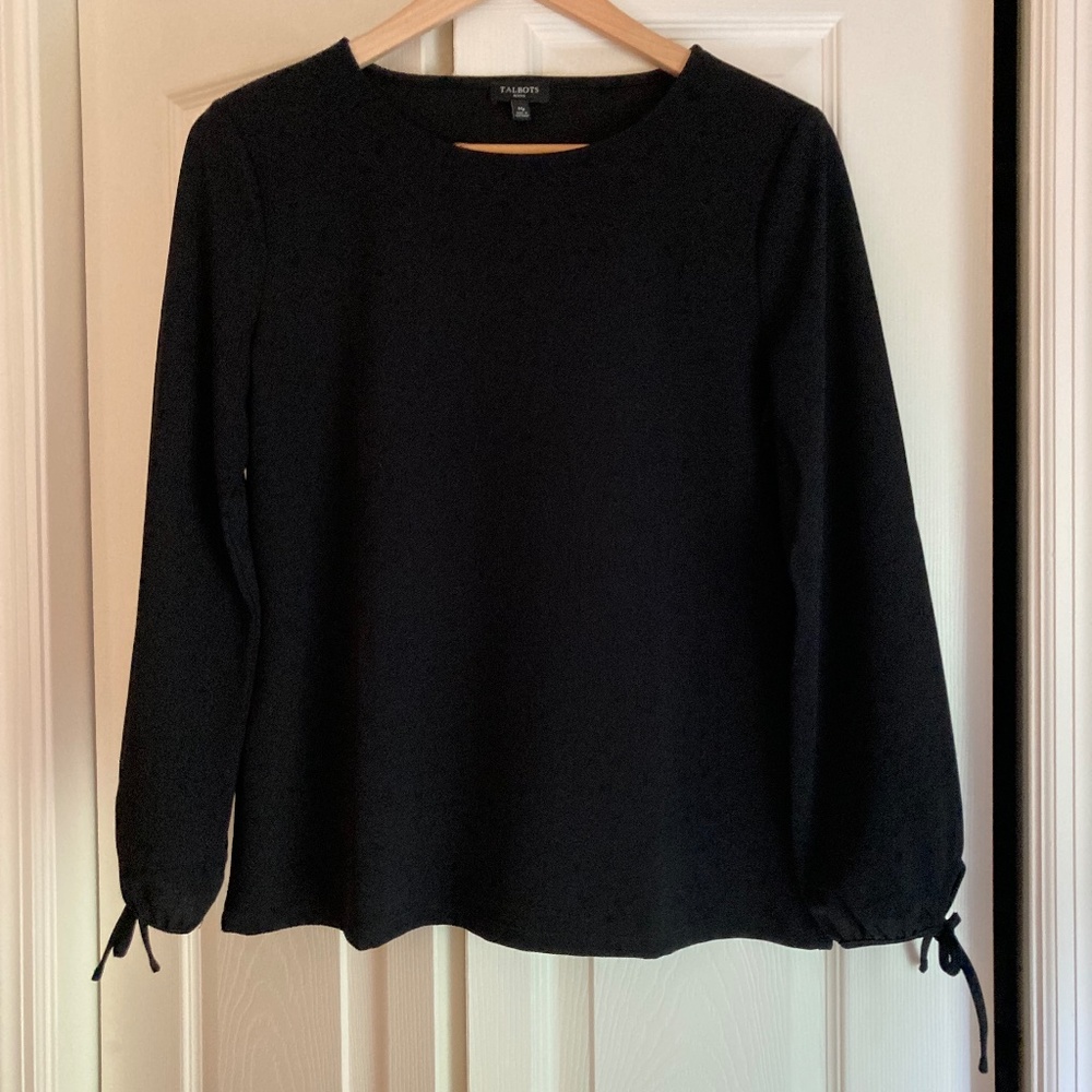 Talbots black long-sleeve blouse M Petite